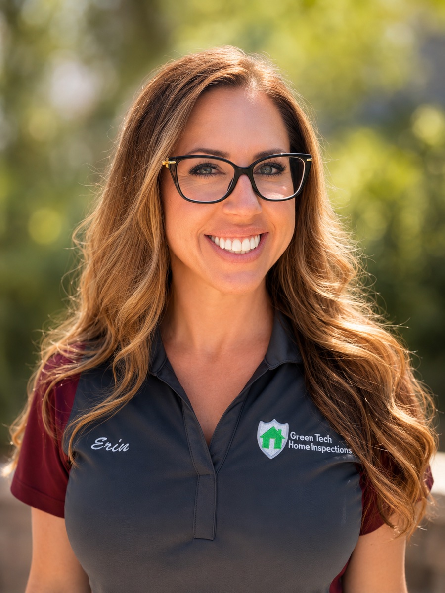 Erin Rivera, owner of Green Tech Home Inspections, in a branded polo